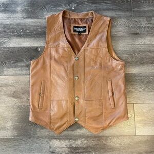 Milwaukee Leather Vest Motorcycle Western Native Silver Coin Buttons Mens M